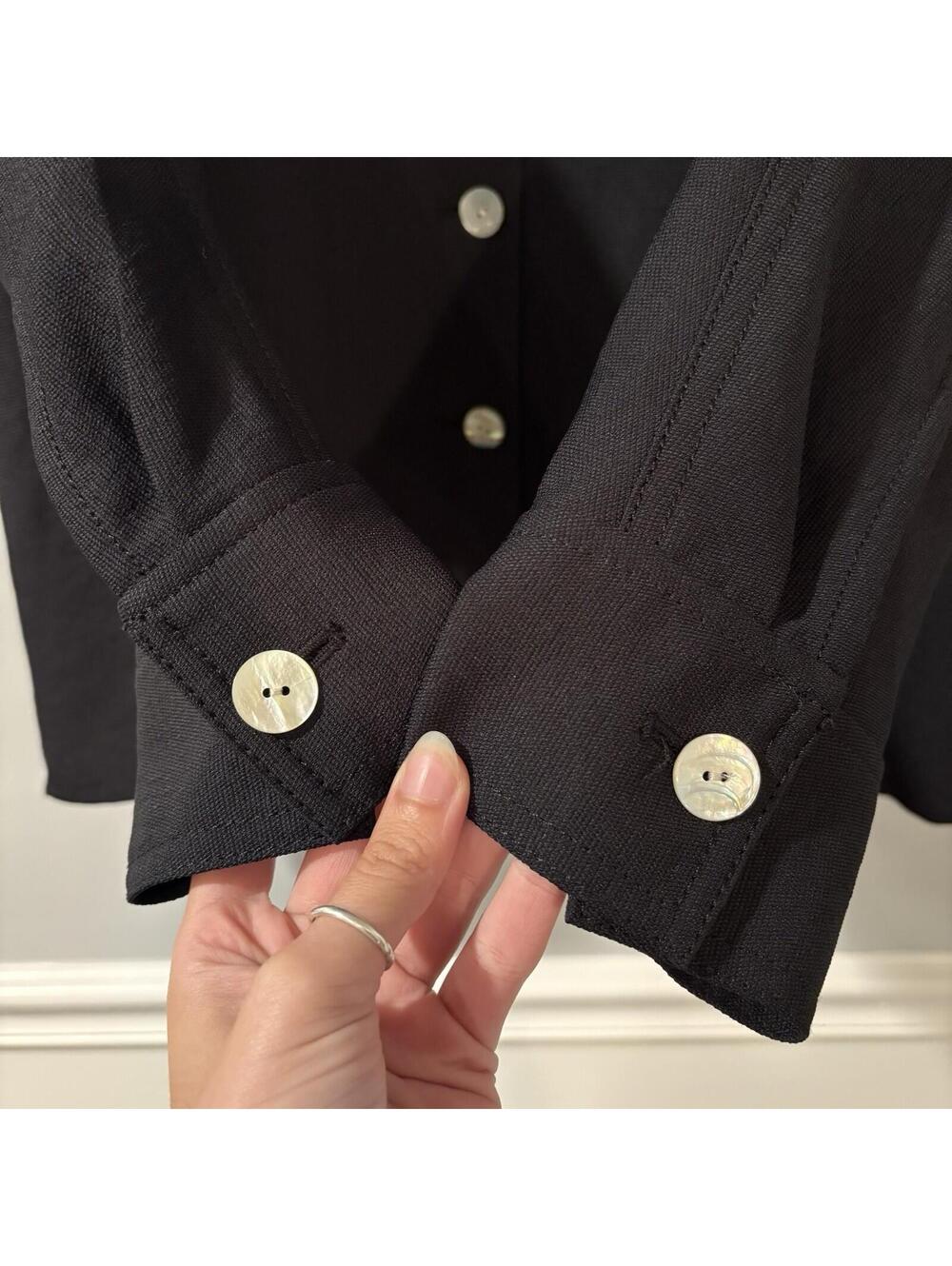 Aritzia Wilfred Black Crepe Overshirt Button Front Oversized Blazer Blouse XXS - Picture 7 of 9